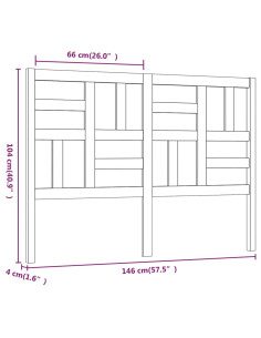 Testiera per Letto Bianca 146x4x104cm in Legno Massello di Pino