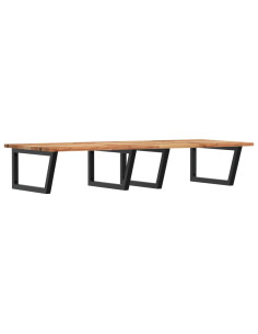 Ripiano a Parete per Lavabo in Acciaio e Massello di Acacia