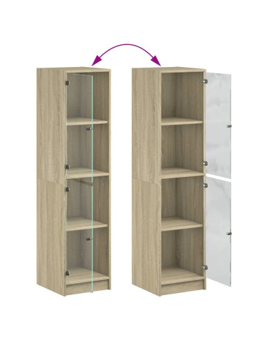 Credenza con Ante in Vetro Rovere Sonoma 35x37x142 cm