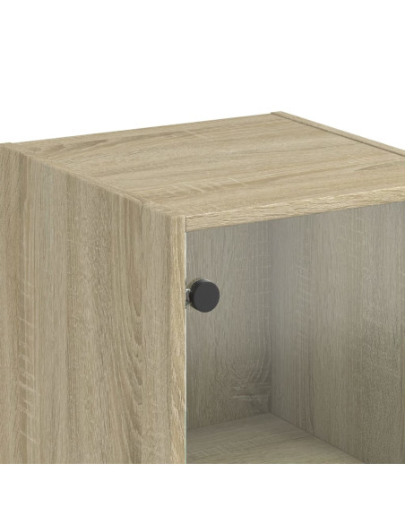 Credenza con Ante in Vetro Rovere Sonoma 35x37x142 cm
