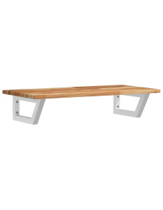 Ripiano a Parete per Lavabo in Acciaio e Massello di Acacia