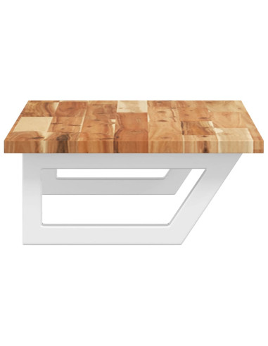 Ripiano a Parete per Lavabo in Acciaio e Massello di Acacia