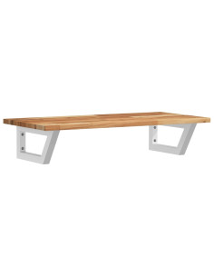 Ripiano a Parete per Lavabo in Acciaio e Massello di Acacia