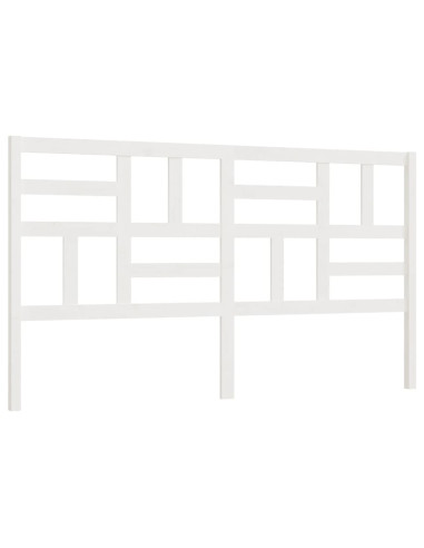 Testiera per Letto Bianca 186x4x104cm in Legno Massello di Pino