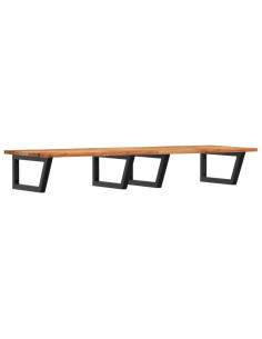 Ripiano a Parete per Lavabo in Acciaio e Massello di Acacia