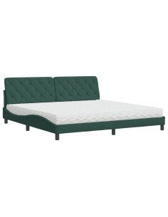 Letto con Materasso Verde Scuro 200x200 cm Velluto 2