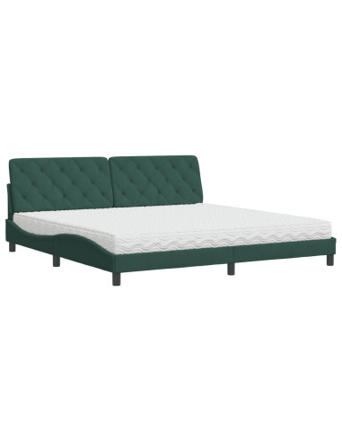 Letto con Materasso Verde Scuro 200x200 cm Velluto