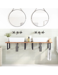 Piano da Bagno Non Trattato 140x50x2cm Legno Massello di Acacia 2