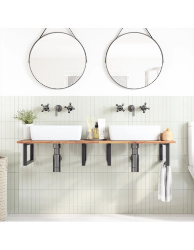 Piano da Bagno Non Trattato 140x50x2cm Legno Massello di Acacia