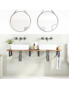 Piano da Bagno Finitura a Olio 160x40x2 cm in Legno di Acacia 2