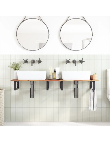 Piano da Bagno Finitura a Olio 160x40x2 cm in Legno di Acacia