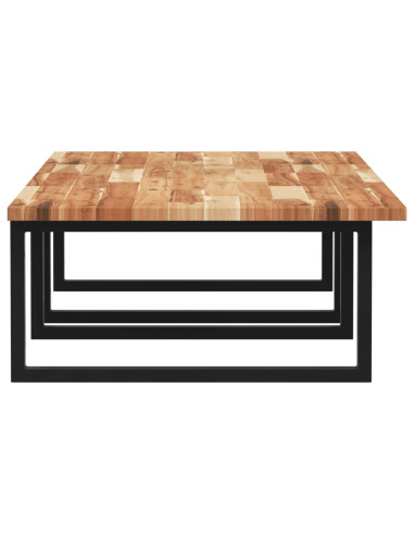 Ripiano a Parete per Lavabo in Acciaio e Massello di Acacia