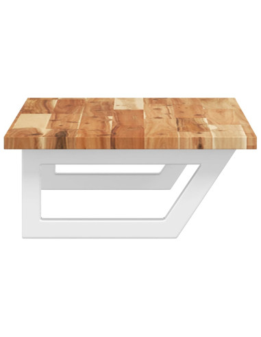 Ripiano a Parete per Lavabo in Acciaio e Massello di Acacia