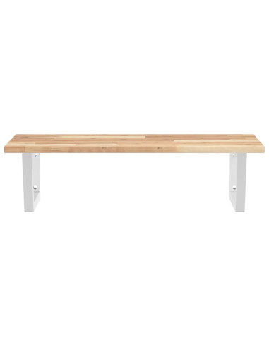 Ripiano a Parete per Lavabo in Acciaio e Massello di Acacia