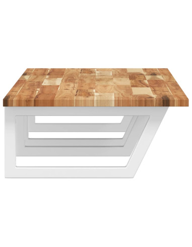 Ripiano a Parete per Lavabo in Acciaio e Massello di Acacia