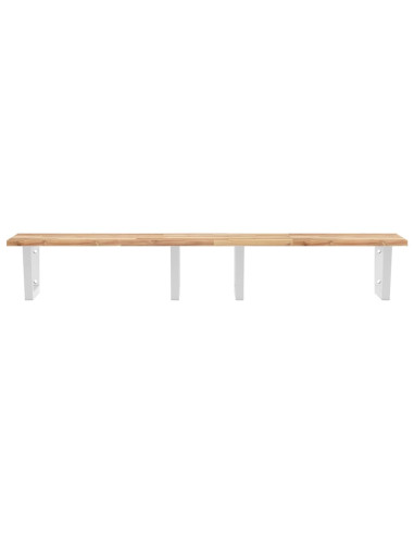 Ripiano a Parete per Lavabo in Acciaio e Massello di Acacia