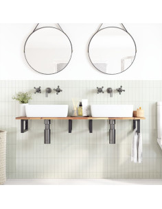 Piano da Bagno Non Trattato 120x40x2cm Legno Massello di Acacia 2