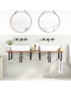 Piano da Bagno Finitura a Olio 160x50x2 cm in Legno di Acacia 2