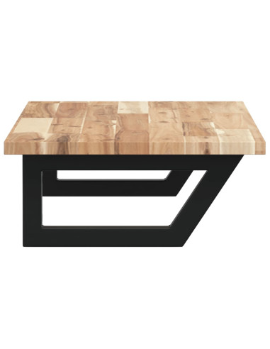 Ripiano a Parete per Lavabo in Acciaio e Massello di Acacia