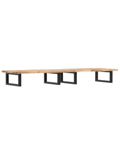 Ripiano a Parete per Lavabo in Acciaio e Massello di Acacia