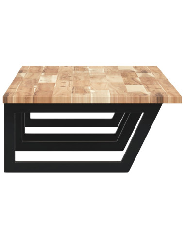 Ripiano a Parete per Lavabo in Acciaio e Massello di Acacia