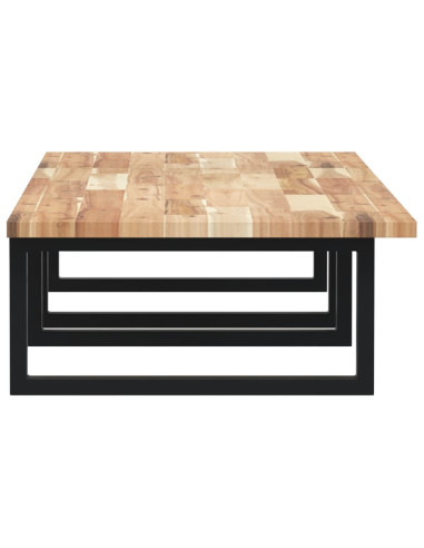 Ripiano a Parete per Lavabo in Acciaio e Massello di Acacia