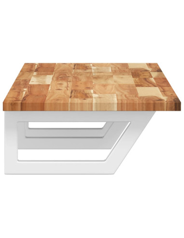 Ripiano a Parete per Lavabo in Acciaio e Massello di Acacia