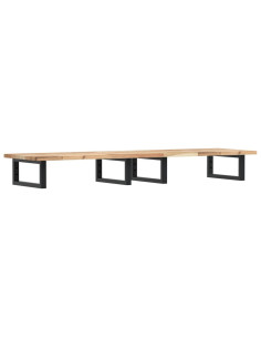 Ripiano a Parete per Lavabo in Acciaio e Massello di Acacia