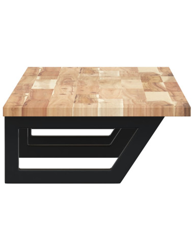 Ripiano a Parete per Lavabo in Acciaio e Massello di Acacia