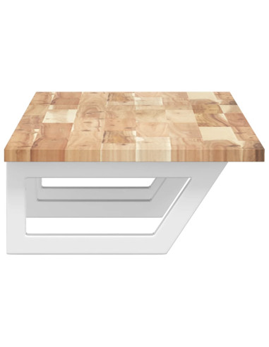 Ripiano a Parete per Lavabo in Acciaio e Massello di Acacia