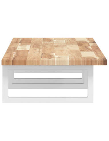 Ripiano a Parete per Lavabo in Acciaio e Massello di Acacia