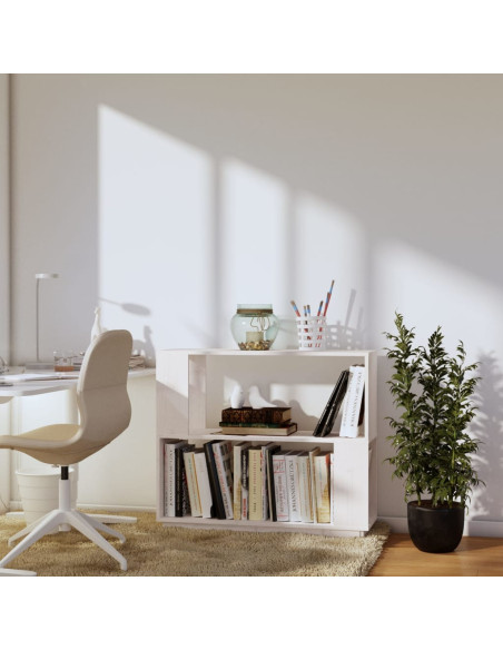 Libreria/Divisorio Bianco 80x25x70 cm in Legno Massello di Pino