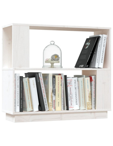 Libreria/Divisorio Bianco 80x25x70 cm in Legno Massello di Pino