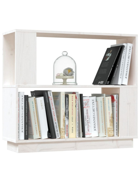 Libreria/Divisorio Bianco 80x25x70 cm in Legno Massello di Pino