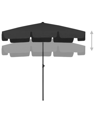 Ombrellone da Spiaggia Nero 200x125 cm