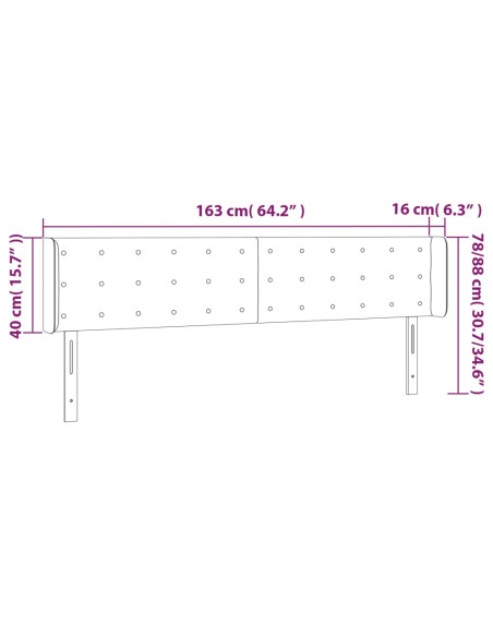 Testiera a LED Crema 163x16x78/88 cm in Similpelle