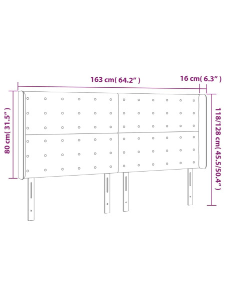 Testiera a LED Crema 163x16x118/128 cm in Similpelle