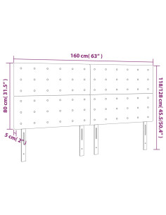 Testiera a LED Crema 160x5x118/128 cm in Similpelle
