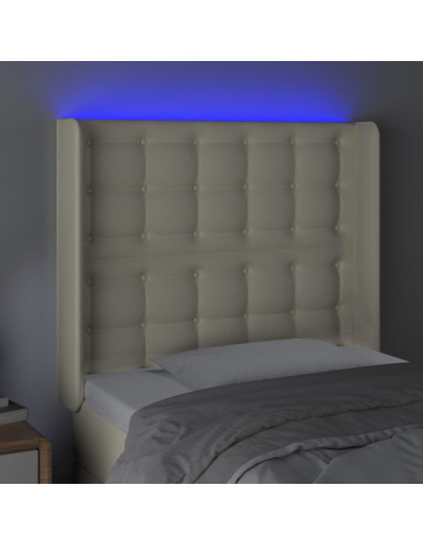 Testiera a LED Crema 83x16x118/128 cm in Similpelle