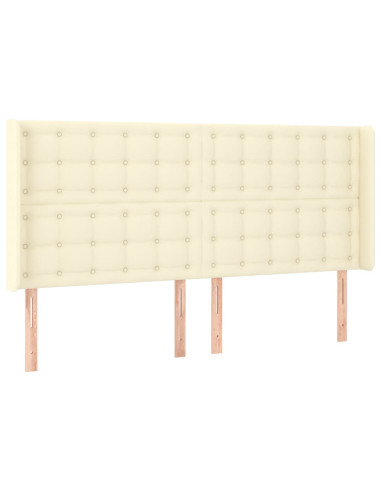 Testiera a LED Crema 163x16x118/128 cm in Similpelle