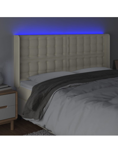 Testiera a LED Crema 163x16x118/128 cm in Similpelle