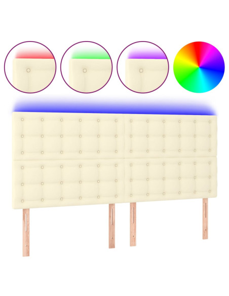 Testiera a LED Crema 160x5x118/128 cm in Similpelle