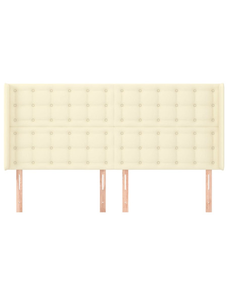 Testiera ad Orecchio Crema 163x16x118/128 cm in Similpelle