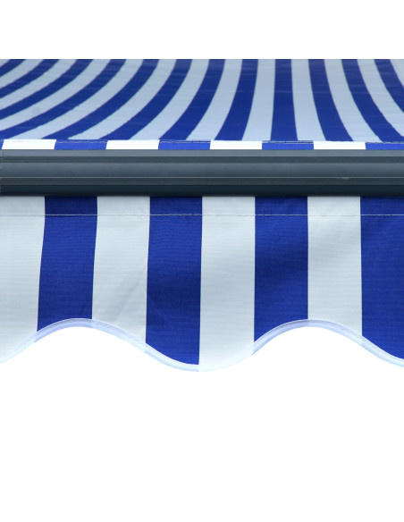 Tenda da Sole Retrattile Manuale con LED 600x300cm Blu e Bianco
