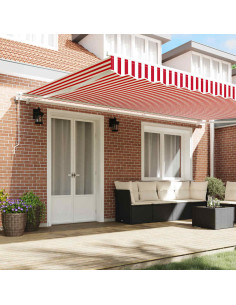 Tenda Retrattile Rosso e Bianco 500 × 350 cm Tessuto 2