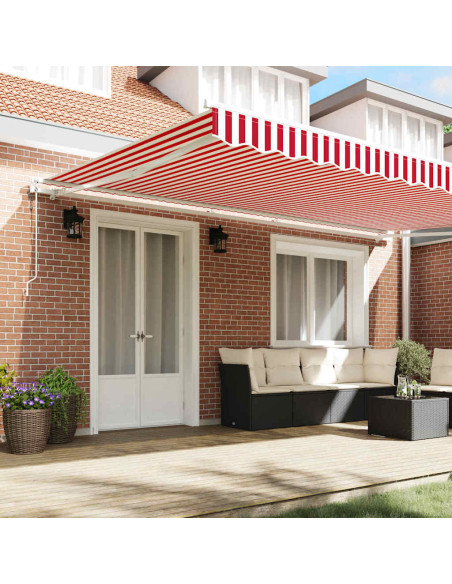 Tenda Retrattile Rosso e Bianco 500 × 350 cm Tessuto