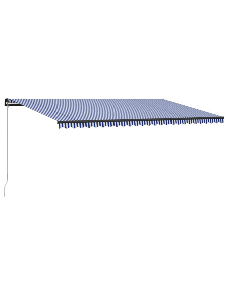 Tenda da Sole Retrattile Manuale con LED 600x300cm Blu e Bianco