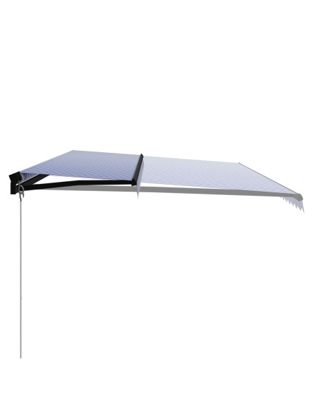 Tenda da Sole Retrattile Manuale con LED 600x300cm Blu e Bianco