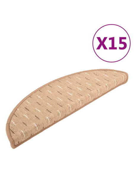 Tappetini per Scale 15 pz Marrone Chiaro 56x17x3 cm