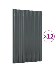 Pannelli Tetto 12 pz Acciaio Verniciato Polvere Antracite 60x36 2